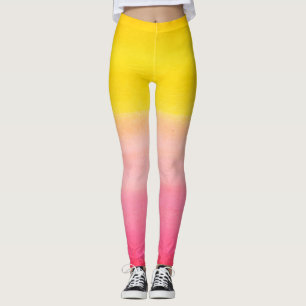 Ombre Watercolor Custom Pink & Yellow Leggings