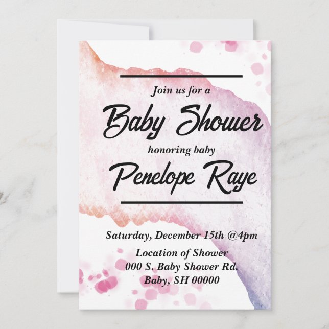 Ombre Watercolor Invitation (Front)