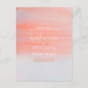 ombre watercolor save the date announcement postcard