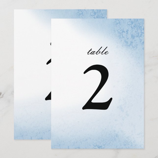Ombre Watercolor Table Number | Blue (Front/Back)
