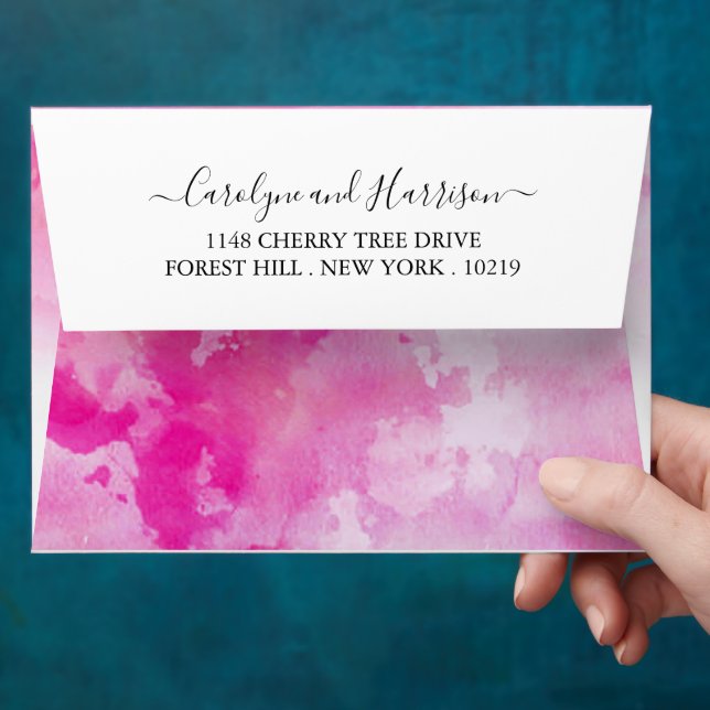 Ombre Watercolor Wedding Envelopes - Pink (Hand)