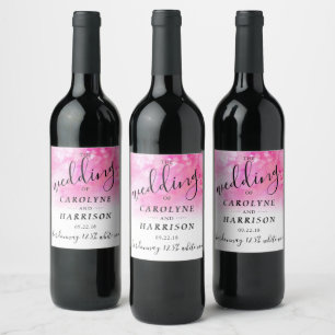 Ombre Watercolor Wedding Invitation - Pink Wine Label
