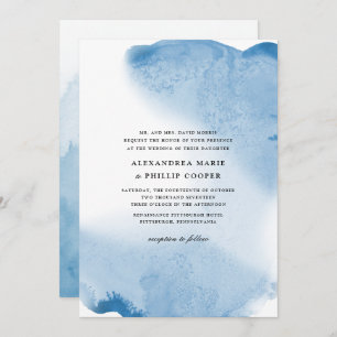 Ombre Watercolor Wedding Invitation Suite   BLUE