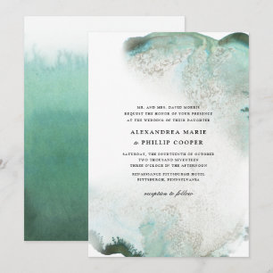 Ombre Watercolor Wedding Invitation Suite   GREEN