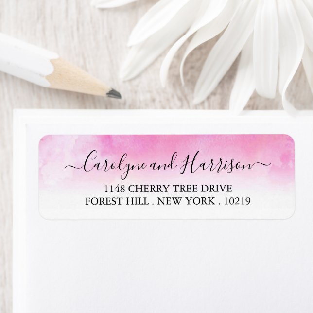 Ombre Watercolor Wedding Labels - Pink (Insitu)