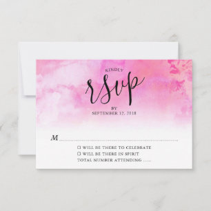 Ombre Watercolor Wedding RSVP Card - Pink