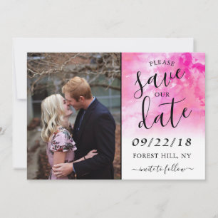 Ombre Watercolor Wedding Save The Date Card - Pink