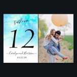 Ombre Watercolor Wedding Table Number Cards - Blue<br><div class="desc">Celebrate in style with these trendy wedding table number cards. This design is easy to personalise with your special event wording and your guests will be thrilled when they see these fabulous table numbers. *** HOW TO ORDER *** Please customise and add each table number card to your cart, one...</div>