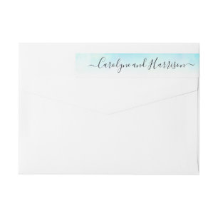 Ombre Watercolor Wedding Wraparound Labels - Blue