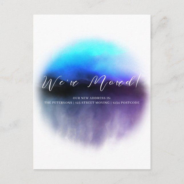 Ombre We Have Moved Script Moving Announcement Postcard (Front)