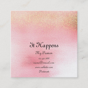 Ombre  White Pink Rose Gold Peach Glitter Lux Square Business Card