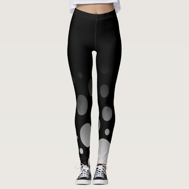 Ombre with Black & White Circles and Dots Leggings (Front)
