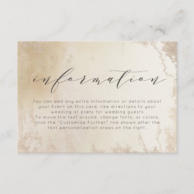 Ombre Yellow Gold Frosted Foil Wedding Information Enclosure Card (Front)