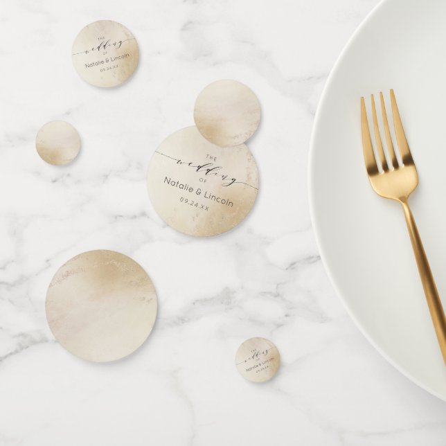 Ombre Yellow Gold Frosted Foil Wedding Monogram Confetti (Group)