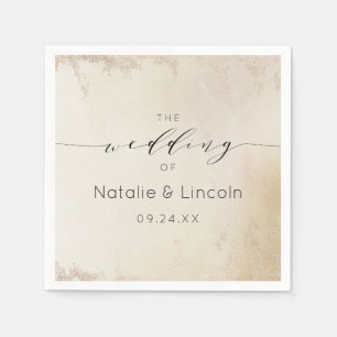 Ombre Yellow Gold Frosted Foil Wedding Monogram Napkin