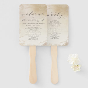 Ombre Yellow Gold Frosted Wedding Ceremony Program Hand Fan
