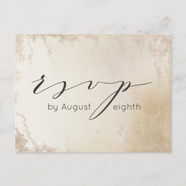 Ombre Yellow Gold Frosted Wedding Meal Choice RSVP Postcard (Front)