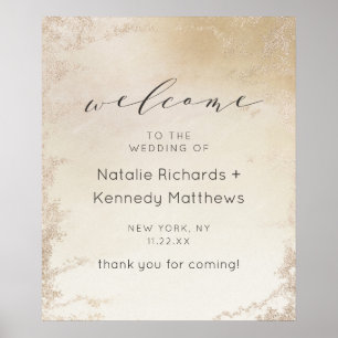 Ombre Yellow Gold Frosted Wedding Welcome Sign