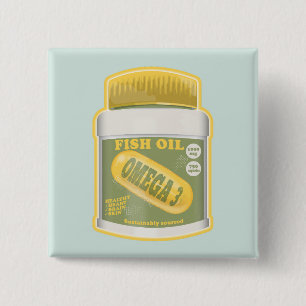 Omega 3 fish oil 15 cm square badge