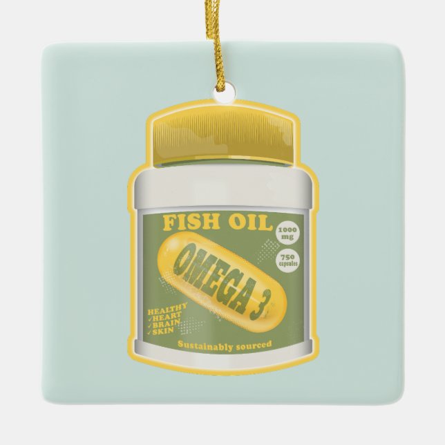 Omega 3 fish oil ceramic ornament (Front)