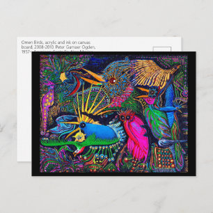 Omen Birds Postmodern Colourful Santa Fe Outsider Postcard