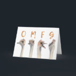OMFG It's Your Birthday | Funny Ostrich Birds Card<br><div class="desc">This is a watercolor painting of ostriches with transitioning emotions from calm to a meltdown. There are letters on top of each ostriches that reads “OMFG” in faux gold foil.</div>