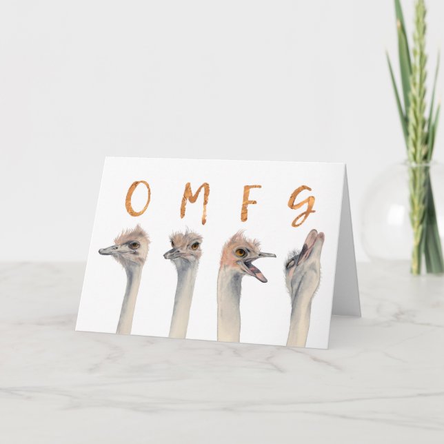 OMFG It's Your Birthday | Funny Ostrich Birds Card (Front)