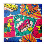 OMG BOOM Tile - Retro Comic Pop Art Fun!<br><div class="desc">Dive into nostalgia with our "OMG!!! BOOM! OOOPS!!! POOF!" ceramic tile, a vibrant pop art gem that brings retro comic flair into any space. Perfect for fans of bold design, this tile injects humour and colour, making it an instant conversation starter. Display it in any room to capture that lively,...</div>