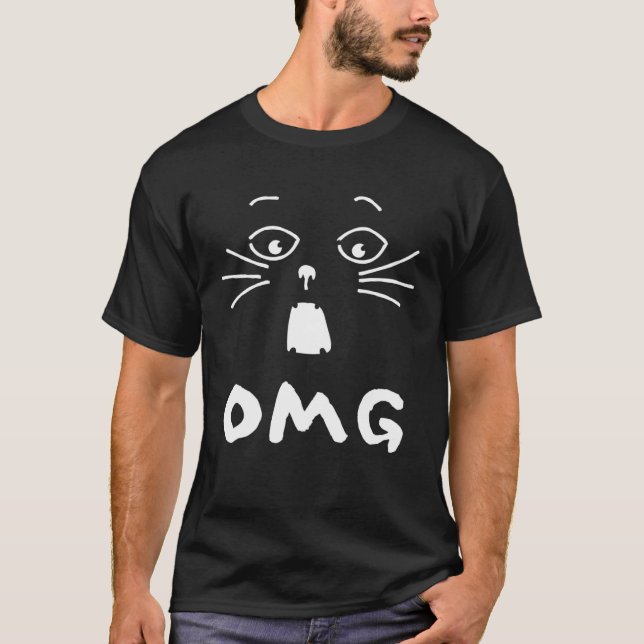 OMG Cat Graphics Fun Feline Designs T-Shirt (Front)