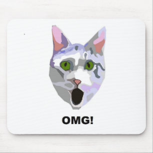 OMG! CAT 'what has he seen?' Mouse Mat