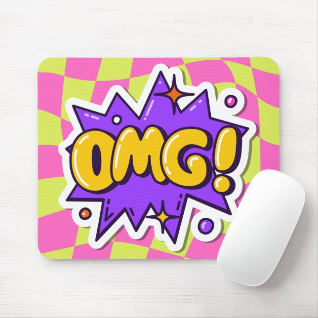 OMG Cool pop art Colourful chequered Purple Pink  Mouse Mat (With Mouse)