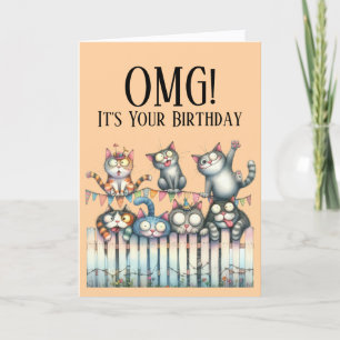 OMG Cute Cat Theme Birthday Card