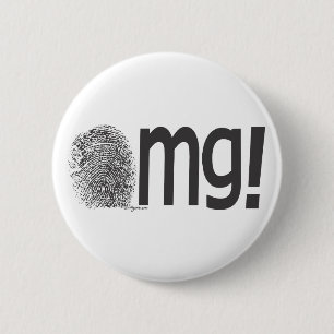 omg fingerprint text 6 cm round badge