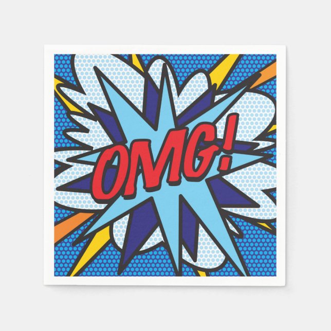 OMG Fun Retro Comic Book Napkin (Front)