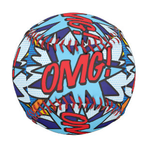 OMG Fun Retro Comic Book Pop Art Baseball