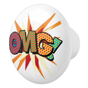 OMG Fun Retro Comic Book Pop Art Ceramic Knob
