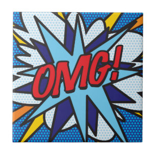OMG Fun Retro Comic Book Pop Art Tile