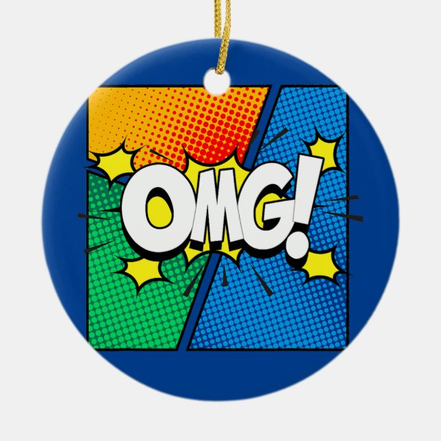 OMG Funny Comic Book Collector Graphic  Ceramic Tree Decoration (Front)