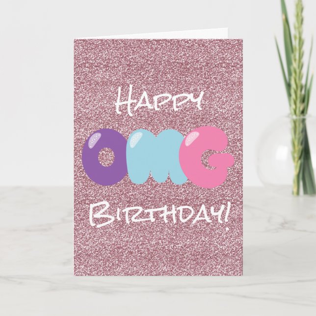 OMG Happy Birthday Glitter Card (Front)