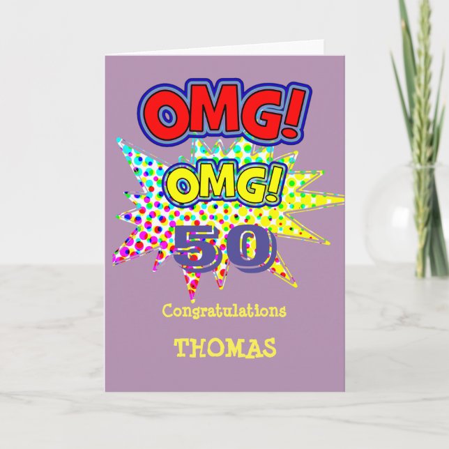 OMG! How Old Funny Comic Milestone Birthday Card (Front)