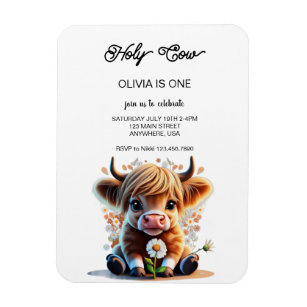 OMG I’m a Cow Girl 1st Birthday Invitation Magnet