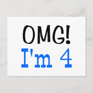 OMG I'm 4 (blue) Postcard