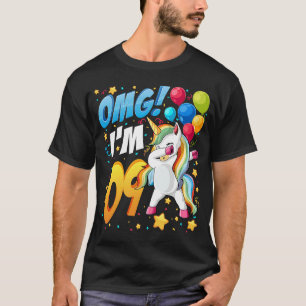 OMG I'm 9 Unicorn Dab for 9th Birthday Girl T-Shirt