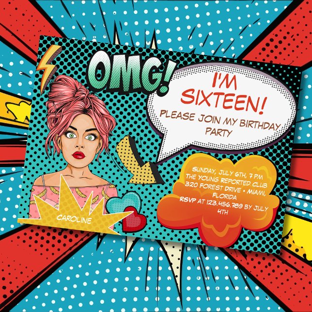 OMG! I'm... teen kids birthday Invitation (Creator Uploaded)