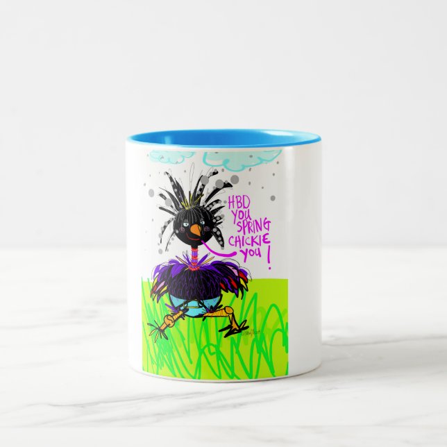 OMG, it's a SPRING CHICKIE coffee mug. Two-Tone Coffee Mug (Center)