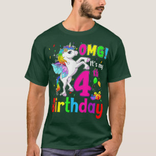 OMG It's My 4th Birthday Girls Unicorn 4 Years Old T-Shirt