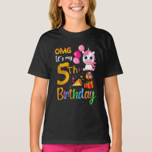 OMG It's My 5th Birthday 5 Years Old Cute Unicorn  T-Shirt
