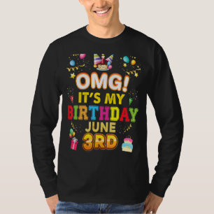 Omg It's My Birthday June 3rd Vintage 3 Happy Kid T-Shirt