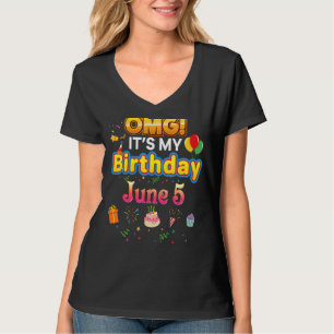 Omg It's My Birthday June 5th Vintage 5 Happy Kid T-Shirt