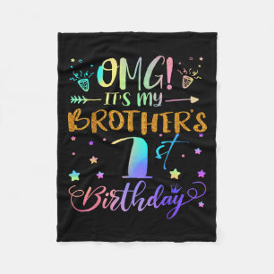 Omg Its My Brothers 1st Birthday Sweet 1 Years Old Fleece Blanket